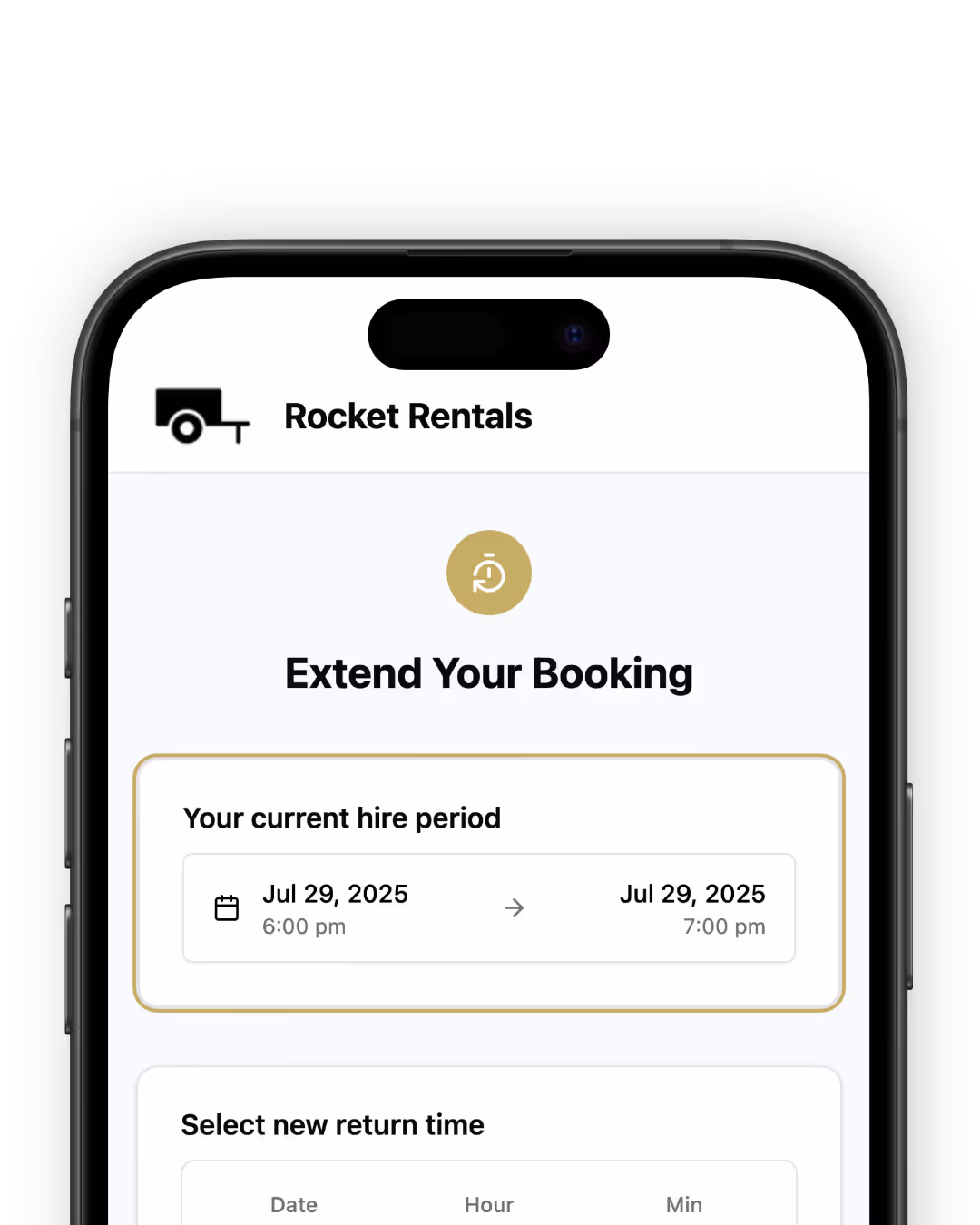 an example of a customer extending their contactless booking online